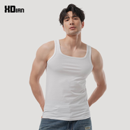 續點(diǎn)方領(lǐng)背心男 夏季大領(lǐng)口小背心純色緊身修身健身馬甲運動(dòng)訓練服 白色 L (118-130斤左右)修身型
