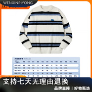 PSO Brand男女裝仿馬海毛絨情侶毛衣男秋冬慵懶保暖條紋針織柔軟 象牙白White XS