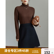 獨束大碼女裝全羊毛復古毛呢套裝女冬季新款胖mm短款雙面呢外套 黑色半裙 XL