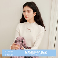 樂町甜美木耳邊半高領(lǐng)打底衫20柔軟毛衫打底毛衣上衣 香草白（現(xiàn)貨） XS