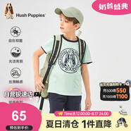 暇步士（Hush Puppies）童裝兒童25夏季圓領(lǐng)短袖T恤男女童款短袖 芥末綠 110cm