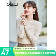 百圖（betu）betu百圖女裝長(zhǎng)袖雪紡衫春秋上衣小心機(jī)優(yōu)雅名媛風(fēng)蕾絲衫2101T20 杏色 M