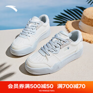 安踏（ANTA）C37丨百搭運(yùn)動(dòng)鞋女子2025夏季新款時(shí)尚潮流透氣運(yùn)動(dòng)板鞋 象牙白/淺霧灰-4 37.5