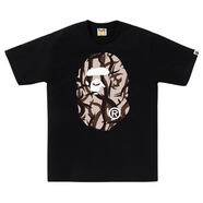A BATHING APE男士印花寬松休閑短袖T恤黑白拼接 black / beige 均碼 |XL