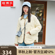 坦博爾羽絨服女短款翻領(lǐng)韓版寬松女士燈芯絨外套TD236266 黃油蜜 160 