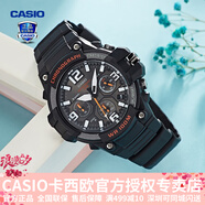 卡西歐（CASIO） 男表女表卡西歐手表男女情侶表學(xué)生時(shí)尚運(yùn)動(dòng)表太陽(yáng)能雙顯電子表 MCW-100H-1AVDF暗夜黑橘