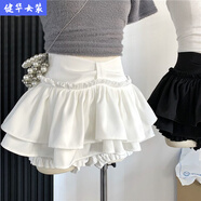 茵侈芭蕾學(xué)院風(fēng)蓬蓬半身裙春夏百搭蛋糕裙A字防走光超短裙褲 白色 2XL 125-135斤