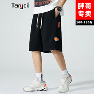 坦野（tanye）大碼男裝短褲男夏季五分短褲寬松休閑胖人加肥加大碼時尚薄款短褲 黑色 XL 【建議150-179斤】