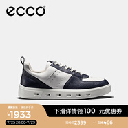 愛步（ECCO）男士休閑鞋 撞色板鞋防水男鞋牛皮 街頭720 520814 海洋藍/白色52081453326 39
