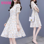 SNSM 高端品牌碎花連衣裙女2025新款雪紡法式復(fù)古收腰顯瘦氣質(zhì)仙女裙 圖片色 6012刺繡公主裙 S [建議80-100斤】