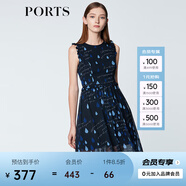 PORTS寶姿商場(chǎng)同款 新品女裝甜美木耳邊裝飾無(wú)袖連衣裙SN8D027HPP022 丈青 XS (2)
