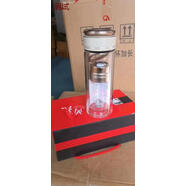 怡斯佳創(chuàng  )意茶水隱形分離泡茶杯便攜耐熱高硼硅玻璃杯雙層辦公磁吸 白色 301-400ml