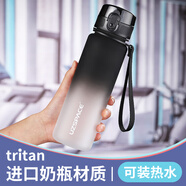 UZSPACE運(yùn)動水杯tritan耐高溫大容量塑料水壺夏季男女小學(xué)生直飲喝水杯子 500ML黑韻白【內(nèi)置茶隔 帶刻度】
