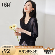 歐莎（OSA）【披肩空調(diào)衫】薄款冰絲針織開衫外套女七分袖25年新款夏季上衣 黑色A M