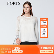 PORTS寶姿  新品商場(chǎng)同款 早春新品女裝圓領(lǐng)套頭針織衫SN8K402ARKE004 米白 XL