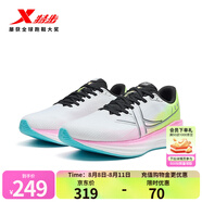 特步【門店同款】騛速5.0跑鞋女減震回彈舒適穩(wěn)定耐磨通勤慢跑運(yùn)動(dòng)鞋 經(jīng)典白/熒光青提綠/熒光數(shù)碼粉 36