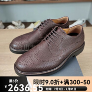 愛步（ECCO）男鞋2024春夏新款牛皮舒適系帶布洛克雕花正裝皮鞋525614 咖啡色 52561401072 39