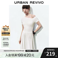 UR2025夏季新款女裝氣質(zhì)斜肩領(lǐng)修身拼接連衣裙UWM750055 本白 XL