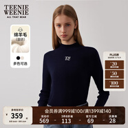 Teenie Weenie小熊女裝冬裝簡約休閑時(shí)尚中領(lǐng)毛衣貼身打底衫針織衫 藏青色 S 160
