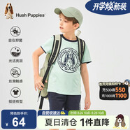 暇步士（Hush Puppies）童裝兒童25夏季圓領短袖T恤男女童款短袖 芥末綠 120cm