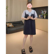 熒蒂（YINGDI）牛仔連衣裙2025夏季新款韓版設計感牛仔拼接雪紡短袖連衣裙女裙子 短款 2XL