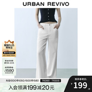 UR2025夏季新款女裝時(shí)尚通勤百搭白色闊腿休閑長褲UYY850132 本白 27