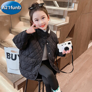 A 21 FUNB女童秋冬季韓版夾棉衣兒童外套時尚2025新款小女孩冬裝薄款二棉襖 黑色 【實體專柜 商場品質】 90 cm 【建議身高81-90cm】