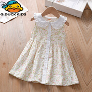 G.duck女童夏季連衣裙2025新款女孩純棉無(wú)袖公主裙兒童韓版夏裝休閑裙子 粉紅色 120 cm