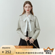 范思藍(lán)恩23FS11208 美拉德穿搭短款皮衣外套女新款?yuàn)A克 米灰色 M