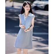 尚靜歐若風(fēng)寬松舒適直筒裙25年夏新簡(jiǎn)約設計感撞色翻領(lǐng)連衣裙
