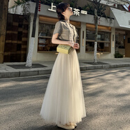 斤慕半身裙女2025夏季新款高腰顯瘦仙女裙紗裙白色網(wǎng)紗a字蓬蓬裙 【白色】均碼80cm