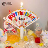 墨斗魚happy birthday生日蠟燭 生日場景布置生日派對道具驚喜氛圍裝飾