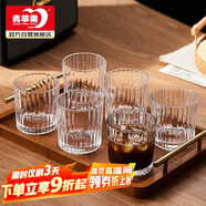 青蘋果咖啡杯 耐熱玻璃水杯套裝 家用玻璃杯豎紋茶杯洋酒杯啤酒杯*6