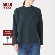 無印良品 MUJI 女式 羊毛混雙面針織 高圓領(lǐng)毛衣 W9AA032 長袖針織衫 深灰色 女式 M-L
