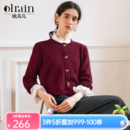 Olrain歐芮兒法式套頭毛衣女春裝新款復(fù)古慵懶風(fēng)針織上衣 安可拉紅 S