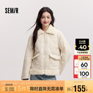 森馬（Semir）棉服女拼接毛絨翻領(lǐng)溫柔百搭2024冬季寬松棉衣復古風109724112003
