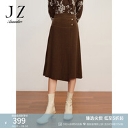 玖姿·安娜蔻法式復(fù)古松緊羊毛褶皺半身裙腰裙女冬款 咖啡 L
