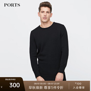 PORTS寶姿毛衣男休閑上衣針織衫男修身棉質(zhì)套頭長(cháng)袖男針織衫 999-BLACK  S