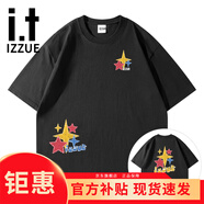 IZZUE純棉重磅短袖t恤男士夏季圓領(lǐng)冰絲速干高端大碼寬松休閑半袖體恤 JS-2506黑色 M （160-170cm/120-140斤）