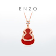 周大福ENZO「福祿」葫蘆18K金紅玉髓鉆石項鏈女EZV8082 40cm
