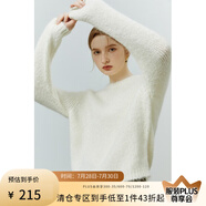范思藍恩22FS4079軟軟糯糯馬海毛毛衣女秋冬寬松慵懶風(fēng)套頭針織衫 奶油白 M