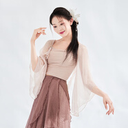 LISM古典舞蹈服仙氣飄飄中國(guó)舞喇叭袖身韻紗衣寬松飄逸紗裙演 裸粉色上衣(自帶胸墊)T2485A S