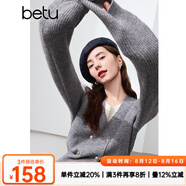 百圖betu女裝冬季新款毛衣假兩件撞色領(lǐng)下擺開(kāi)叉設計毛衣2410T34 灰色 M