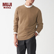 無印良品 MUJI 男式 牦牛絨混羊毛 圓領(lǐng)毛衣 AAA06A1A 長袖針織衫 淺米色 L (175/100A)