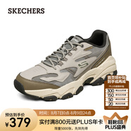 斯凱奇（Skechers）新款男款運動鞋戶外復古潮流百搭厚底舒適老爹鞋時尚休閑鞋 灰色/橄欖色/GYOL 41