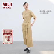 無(wú)印良品（MUJI）女式  麻混 彈力 連體褲 褲子女款 連體衣 女裝 漢麻 BC2J9C4S 米色 XL (165/92A)