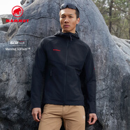 猛犸象（MAMMUT）【紅標】Macun 2.0 男士戶(hù)外防風(fēng)防潑水連帽夾克外套軟殼 黑色 XS