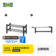 宜家（IKEA）TJUSIG圖西格門(mén)廳鞋架家用門(mén)口收納置物架現代簡(jiǎn)約玄關(guān)凳 黑色鞋架79cm+黑色帽架79cm
