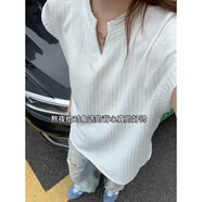 普戈斯（PUGESI）美式?jīng)龈行領(lǐng)背心男款夏季肌理感運動健身坎肩潮流寬松無袖T恤 白色 M