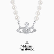 VVIENNE WESTLOCK【專柜正品】順豐包郵薇薇安西太后珍珠項(xiàng)鏈女士經(jīng)典帶鉆節(jié)日禮物 銀色土星珍珠鏈